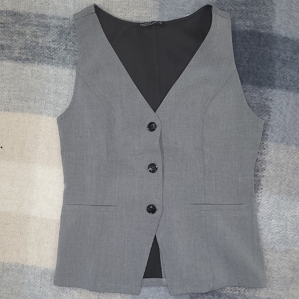 NWT EMERSON LANG Gray Button Up Tailored Suit Vest Dark Academia Minimalist  L